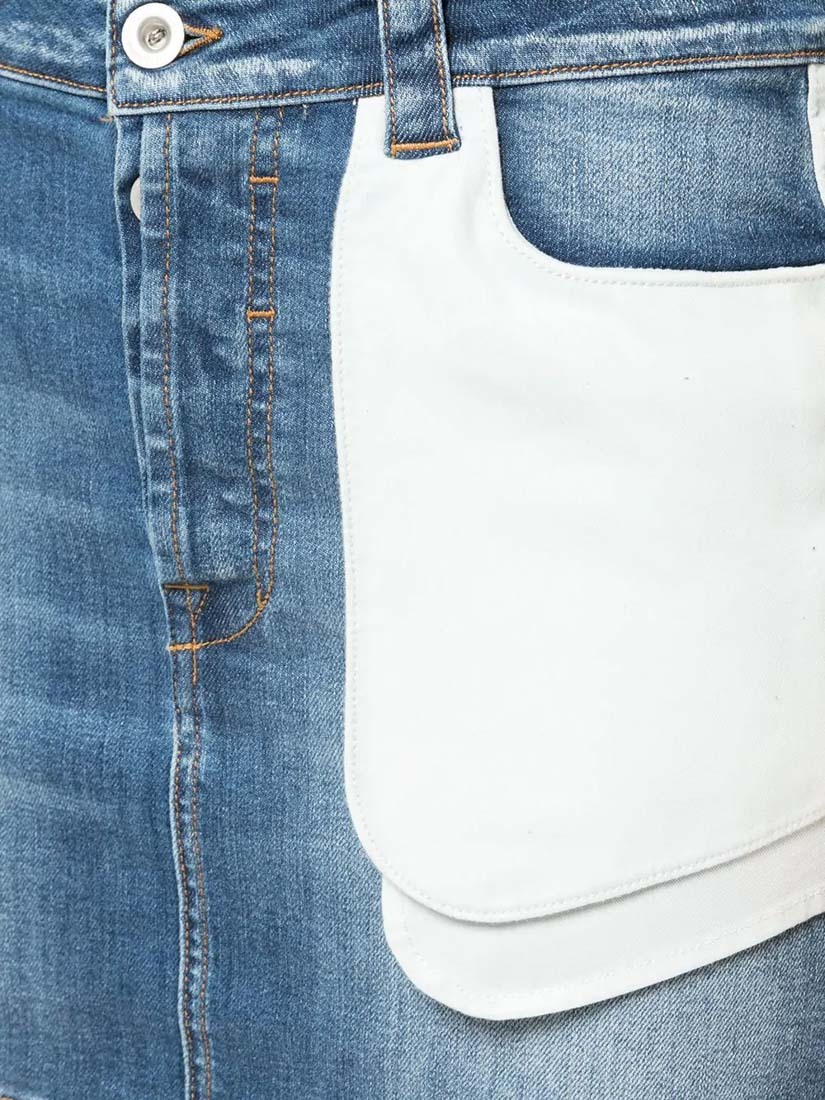 Ben Taverniti Unravel Project Denim Skirt With External Pocket In Blue