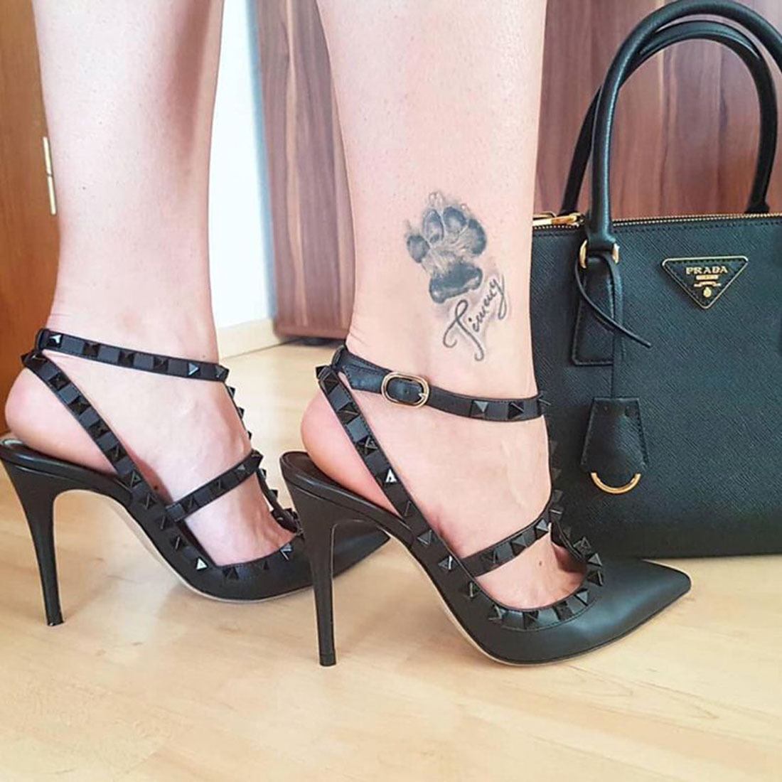 Valentino Garavani Rockstud Ankle Strap Pump With Tonal Studs 100 Mm Woman Black 41.5 In Black