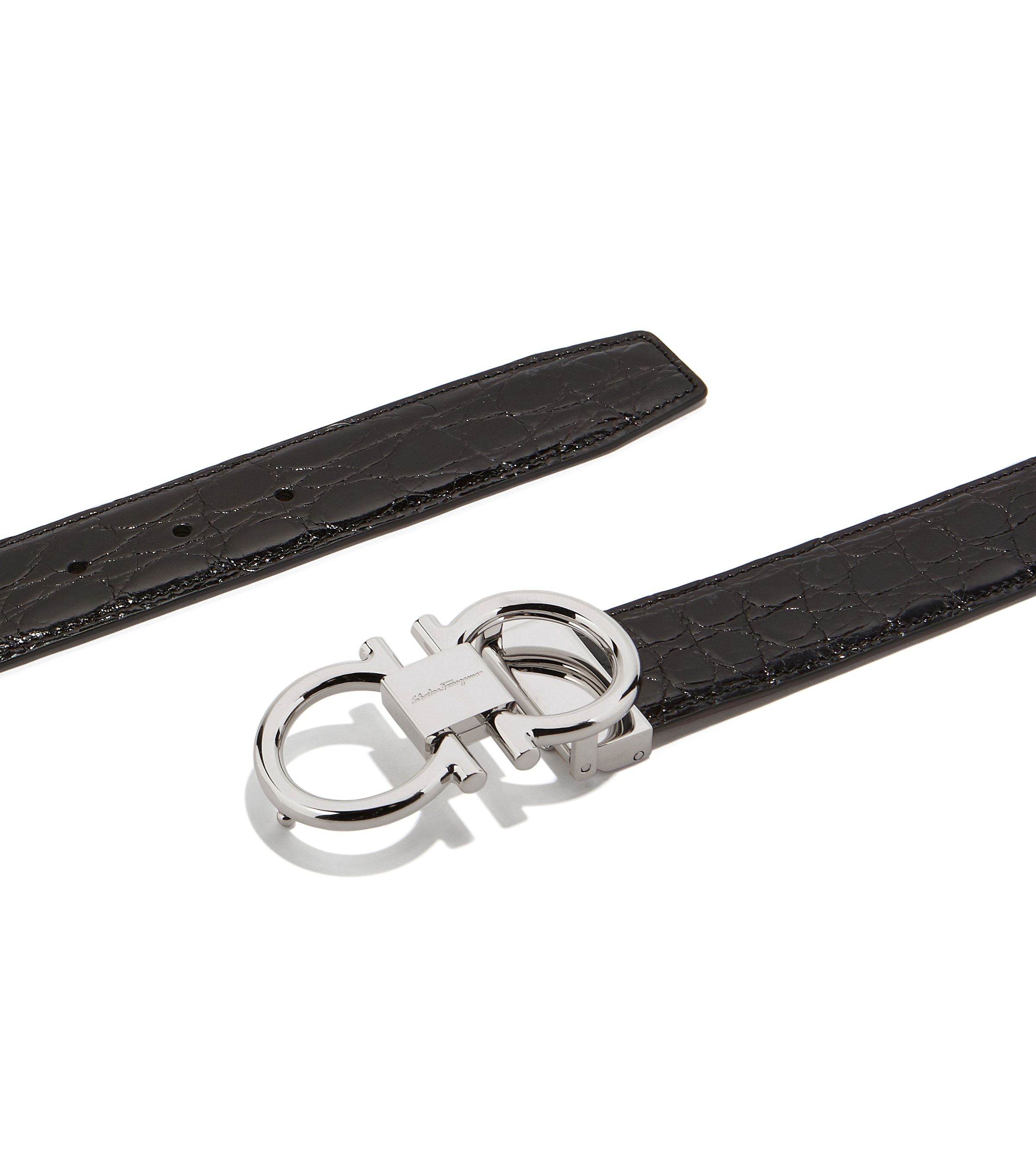 Ferragamo Black Gancini Horseshoe Buckle Belt In Black