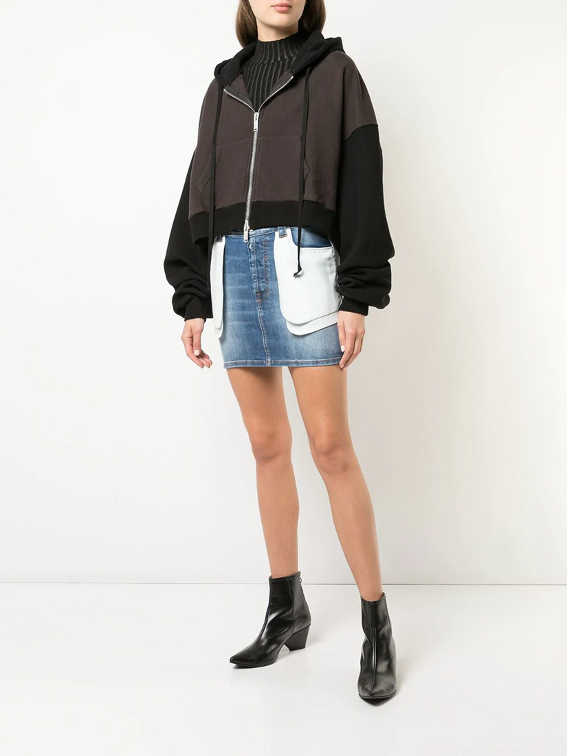 Ben Taverniti Unravel Project Denim Skirt With External Pocket In Blue