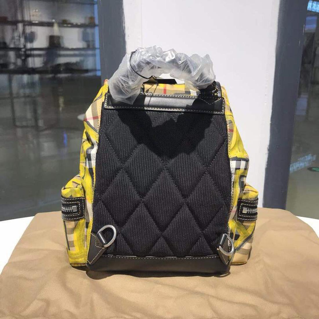 Burberry Classic Plaid Graffiti Backpack In Multicolor
