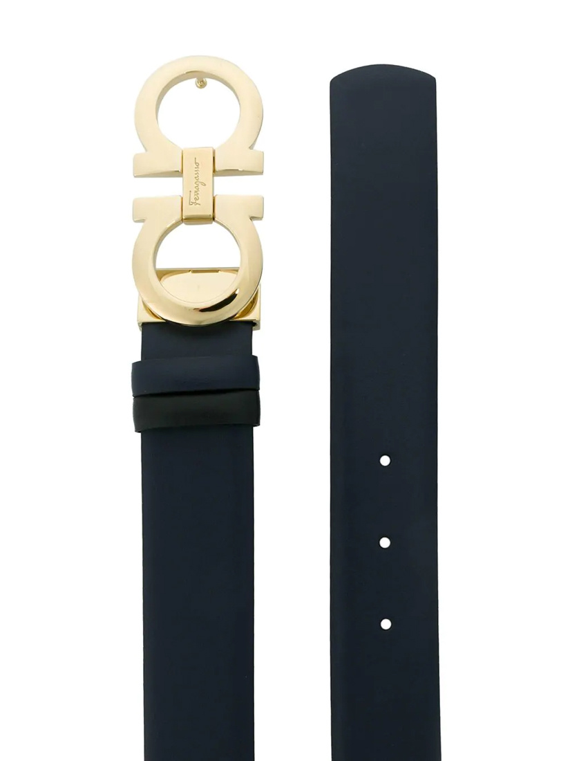 Ferragamo Gancini-plaque Buckle Belt In Black