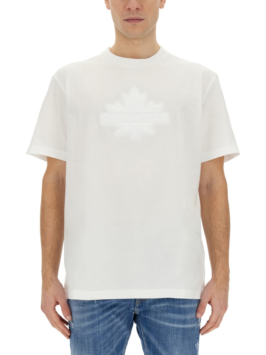 Dsquared2 Leaf Skater Cotton T-shirt In White