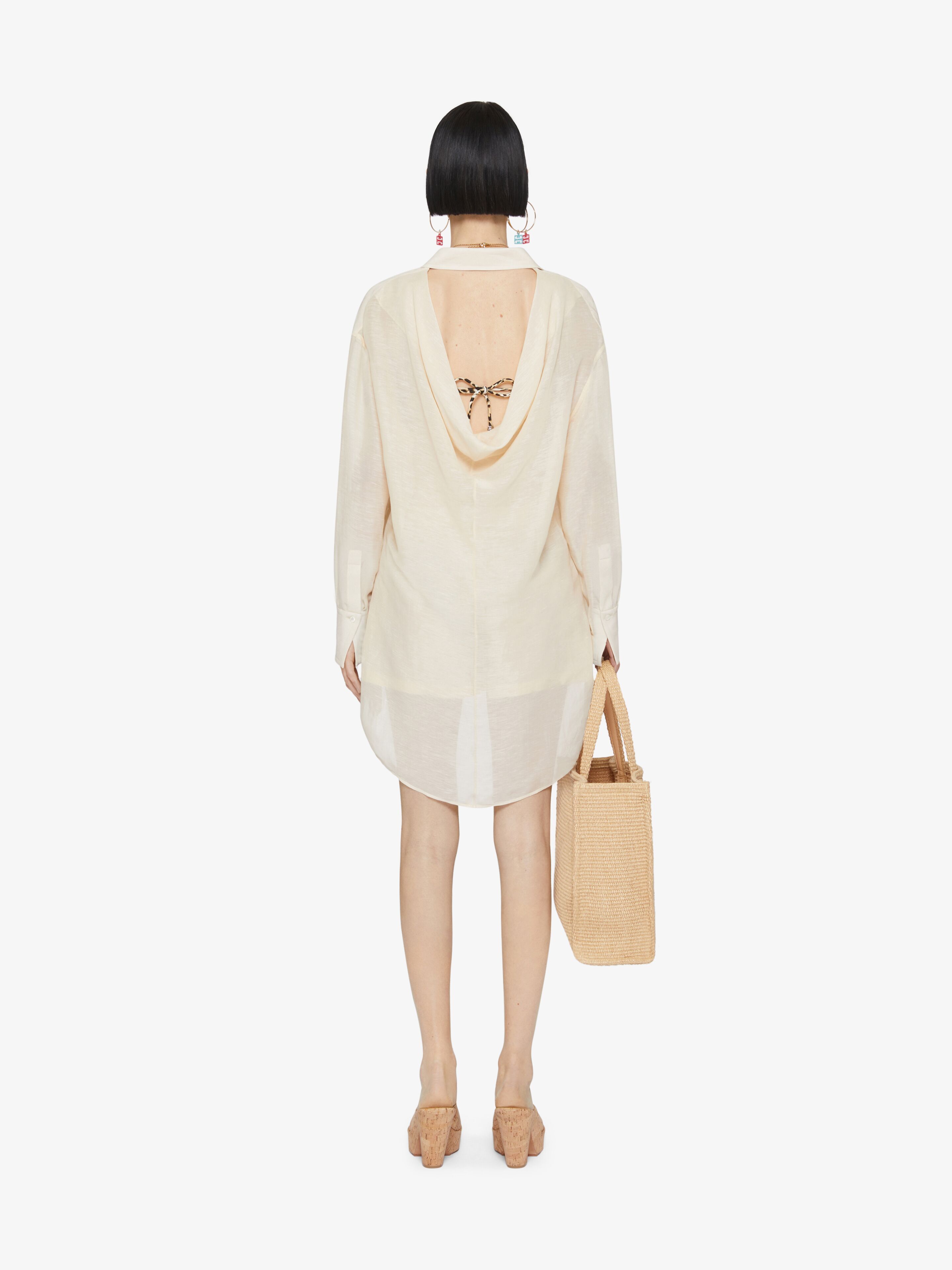 GIVENCHY OVERSIZED SHIRT IN SILK AND LINEN WITH DRAPED BACK