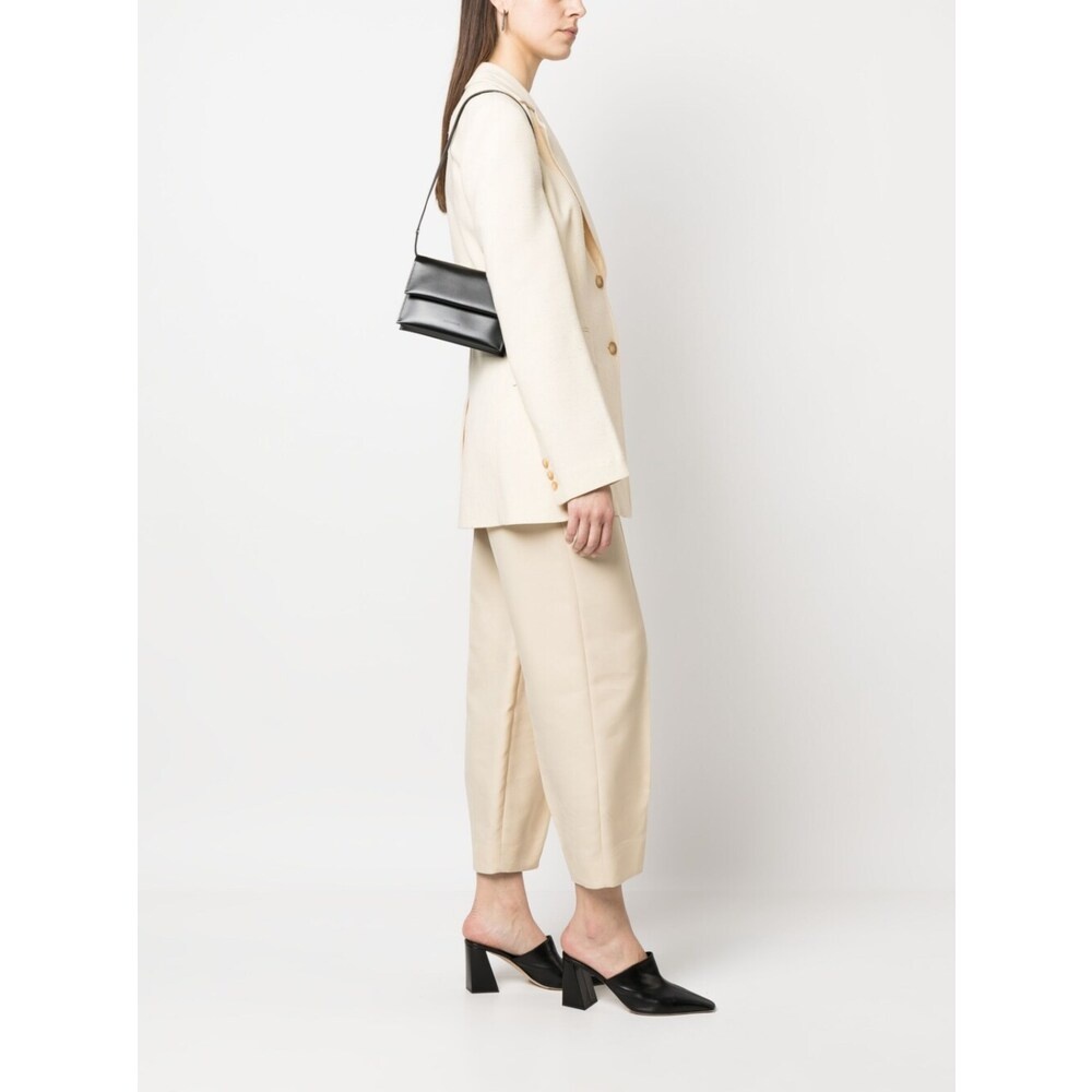 Low Classic Foldover Top Leather Bag In Black