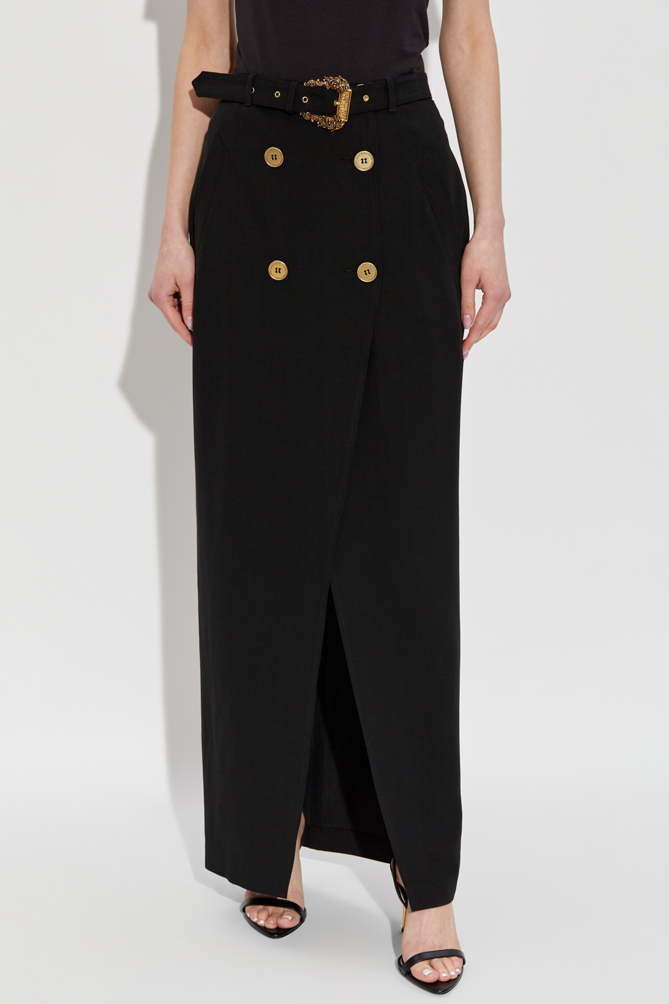 Shop Versace Jeans Baroque-buckle Skirt In Black