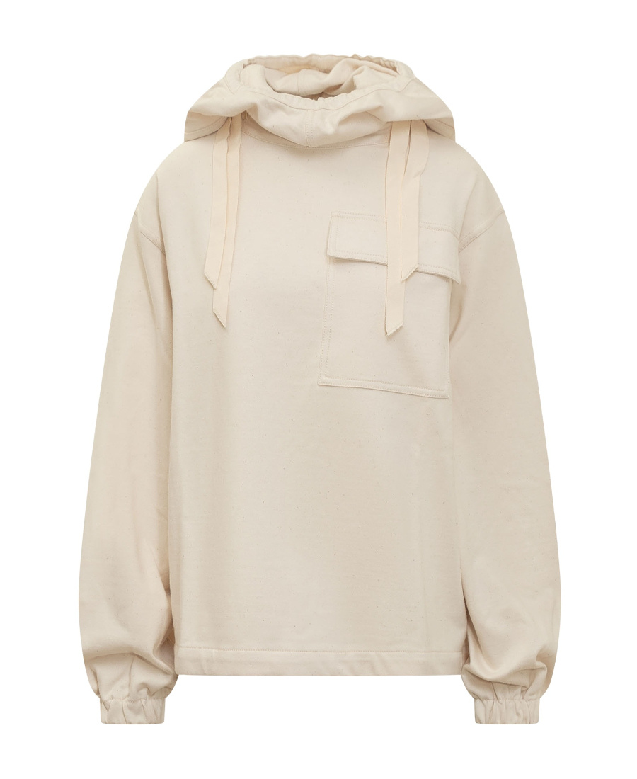 Jil Sander Flap-pocket Drawstring Hoodie In Nude