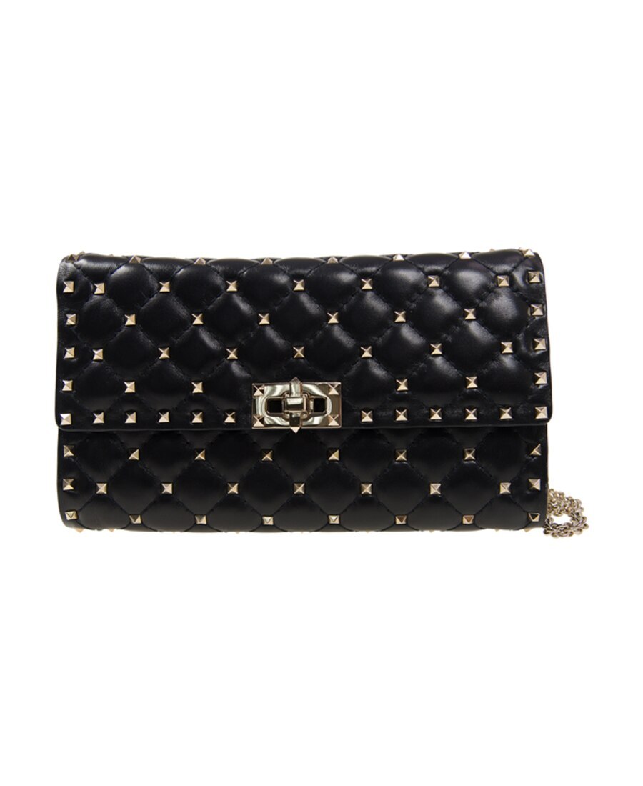 Valentino Rockstud Spike Shoulder Bag In Black