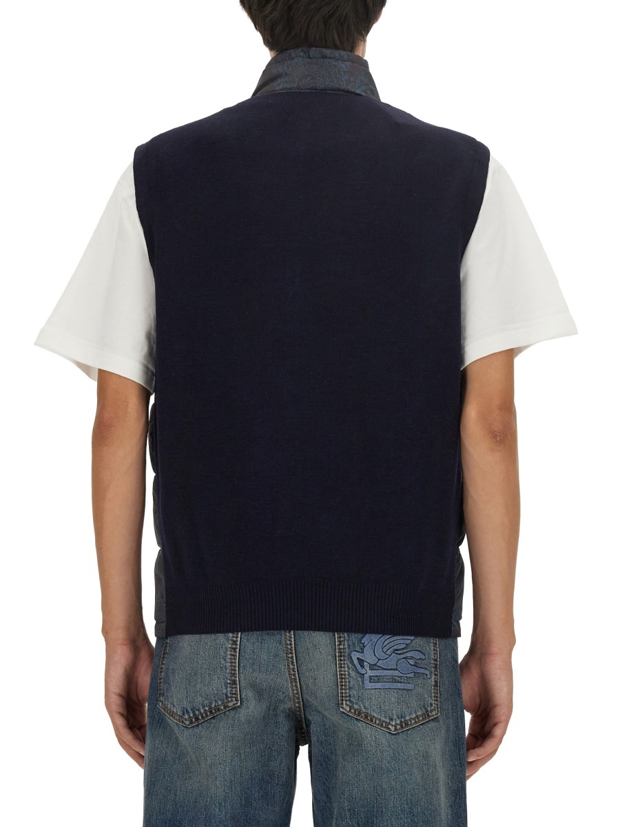 Etro Sleeveless Jacket With Wool Blend Insert In Black