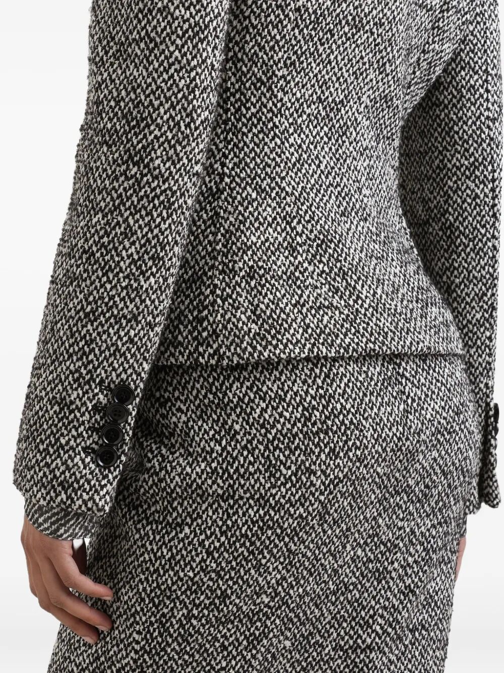 Dolce & Gabbana Double-breasted Wool Blend Jacket With Dotted Print In Gray