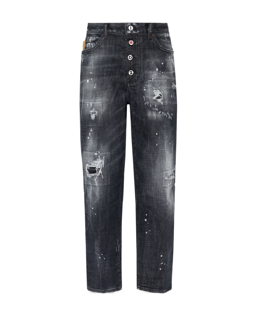 Dsquared2 Paint Splatter Effect Distressed Jeans In Black