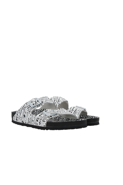 Birkenstock Abstract Spot Print Two-strap Sandals In White