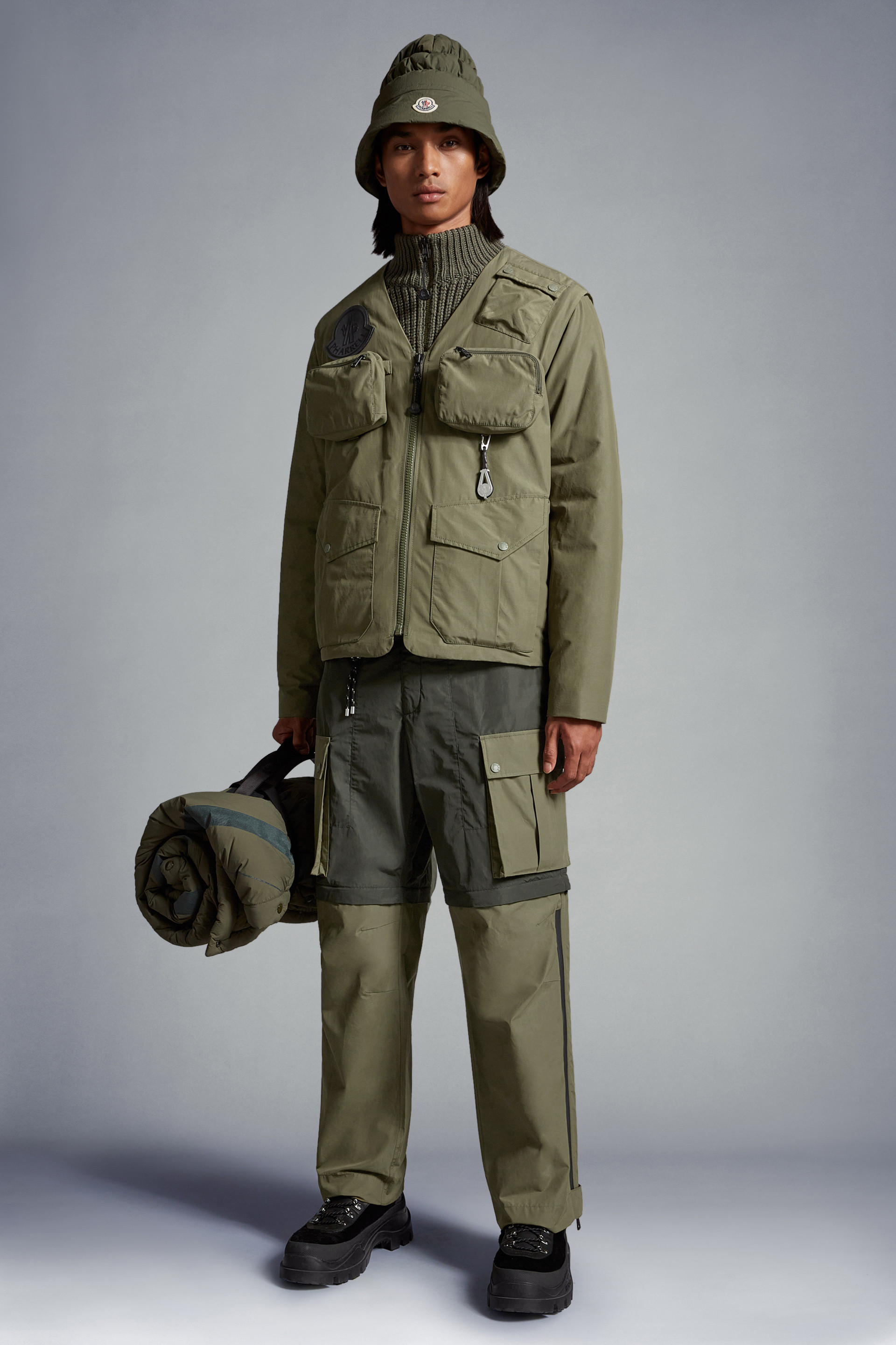 Moncler X Pharrell Williams Panelled Cargo Pants In Green