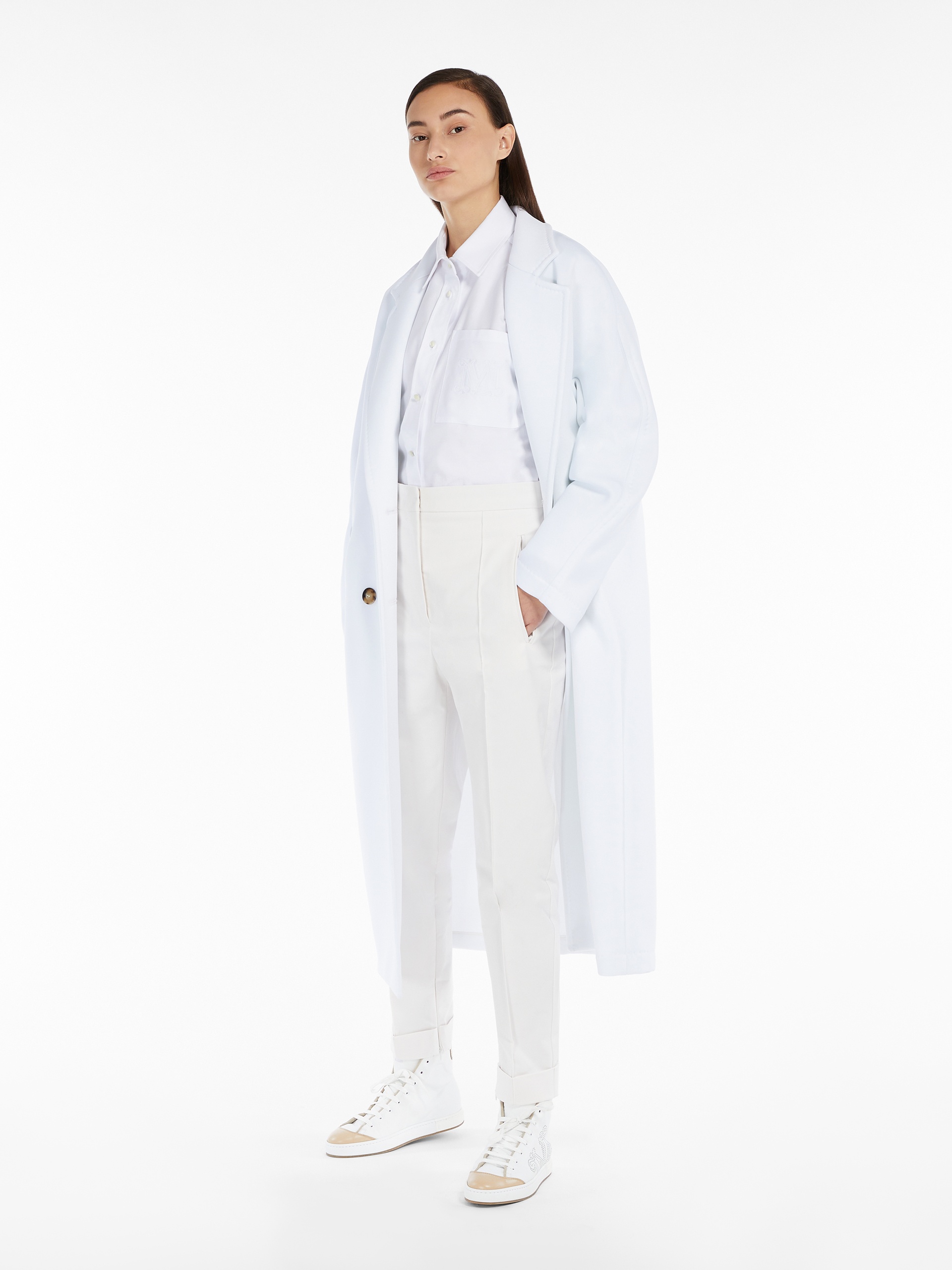 Max Mara Double Breasted Coat In White