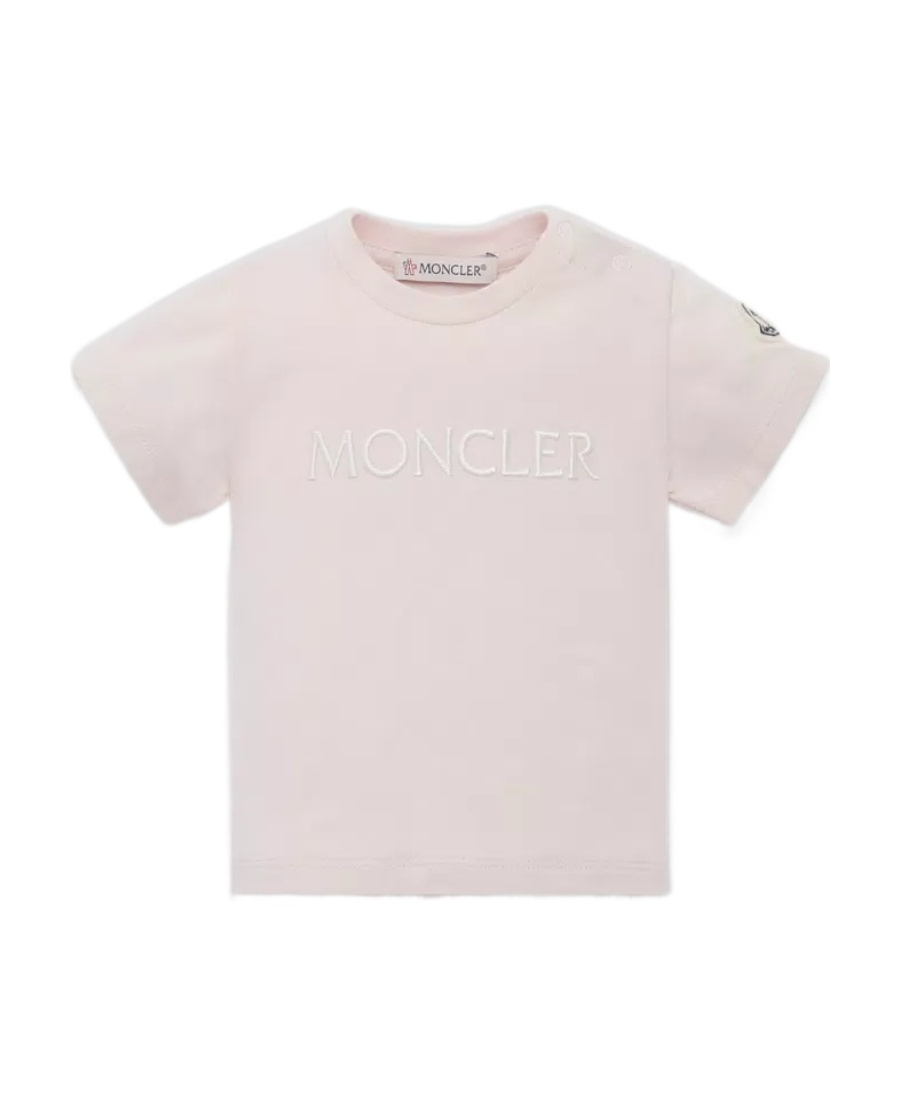 Moncler Embroidered Logo T-shirt In Pink