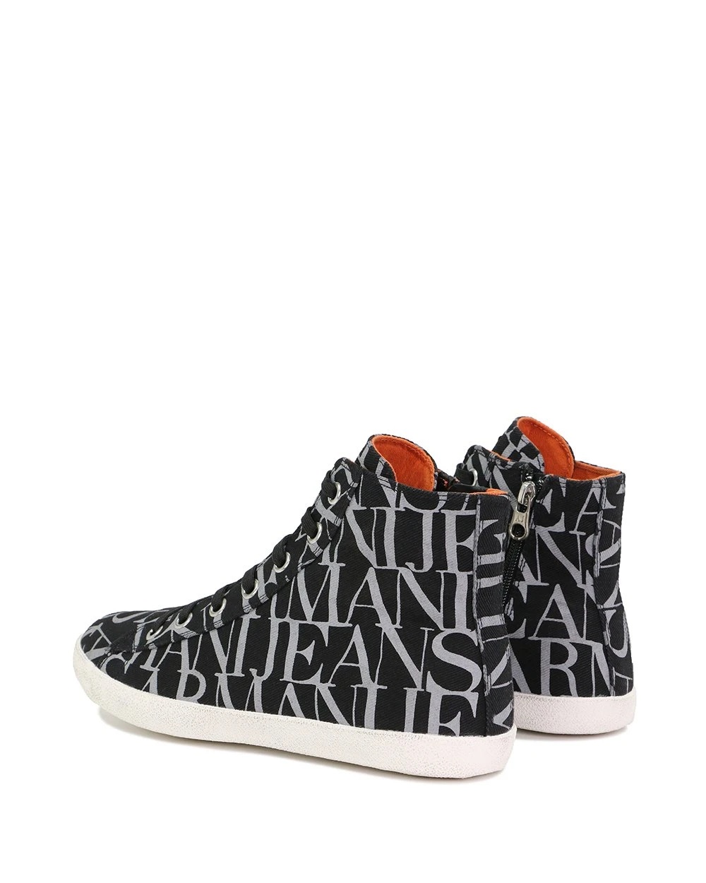 Armani Jeans High-top Round-headed Leisure Sports Shoes In Black