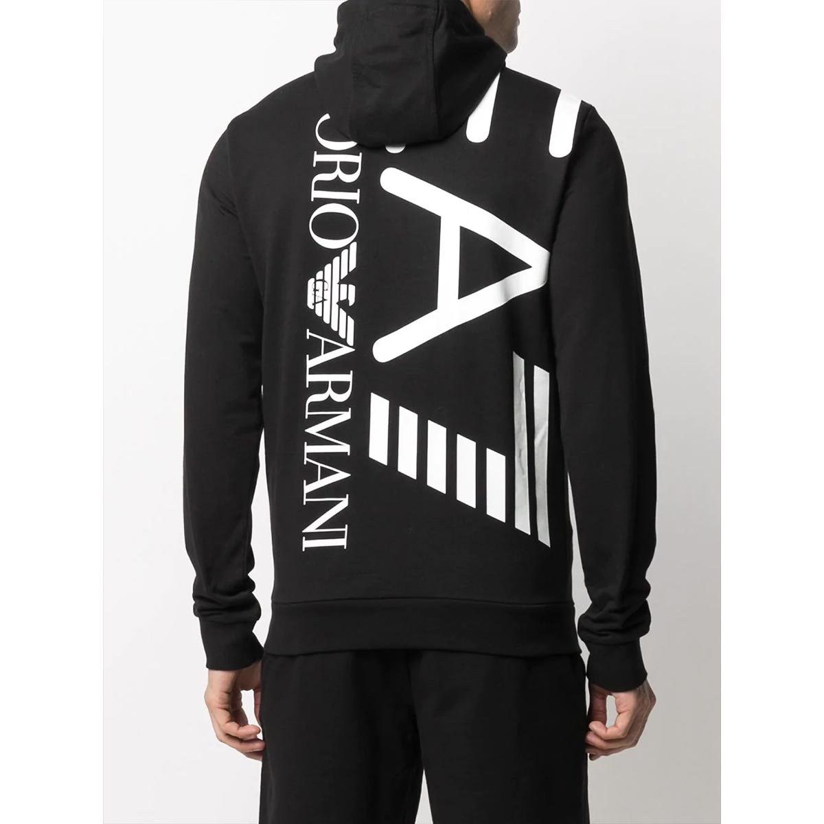 Ea7 Logo-print Drawstring Hoodie In Black