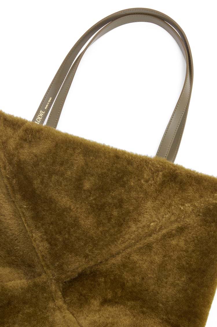 Loewe Puzzle Fold Logo Handbag In Deep Khaki Green