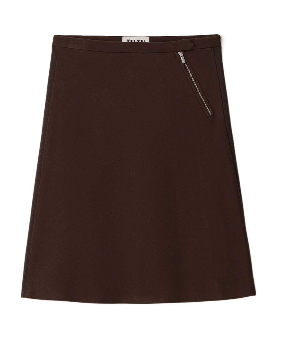 Miu Miu Logo-detail Ribbed Mini Skirt In Brown