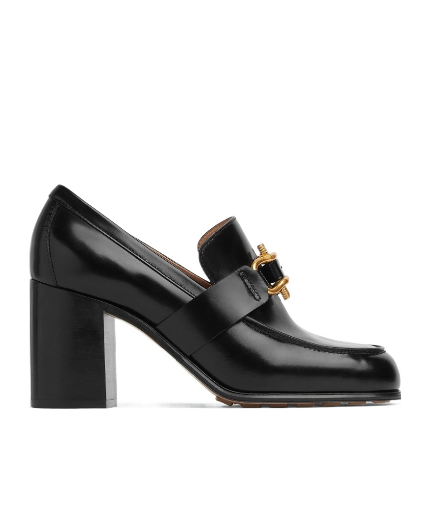 Bottega Veneta Astaire Metallic Knot Leather Heeled Loafers In Black