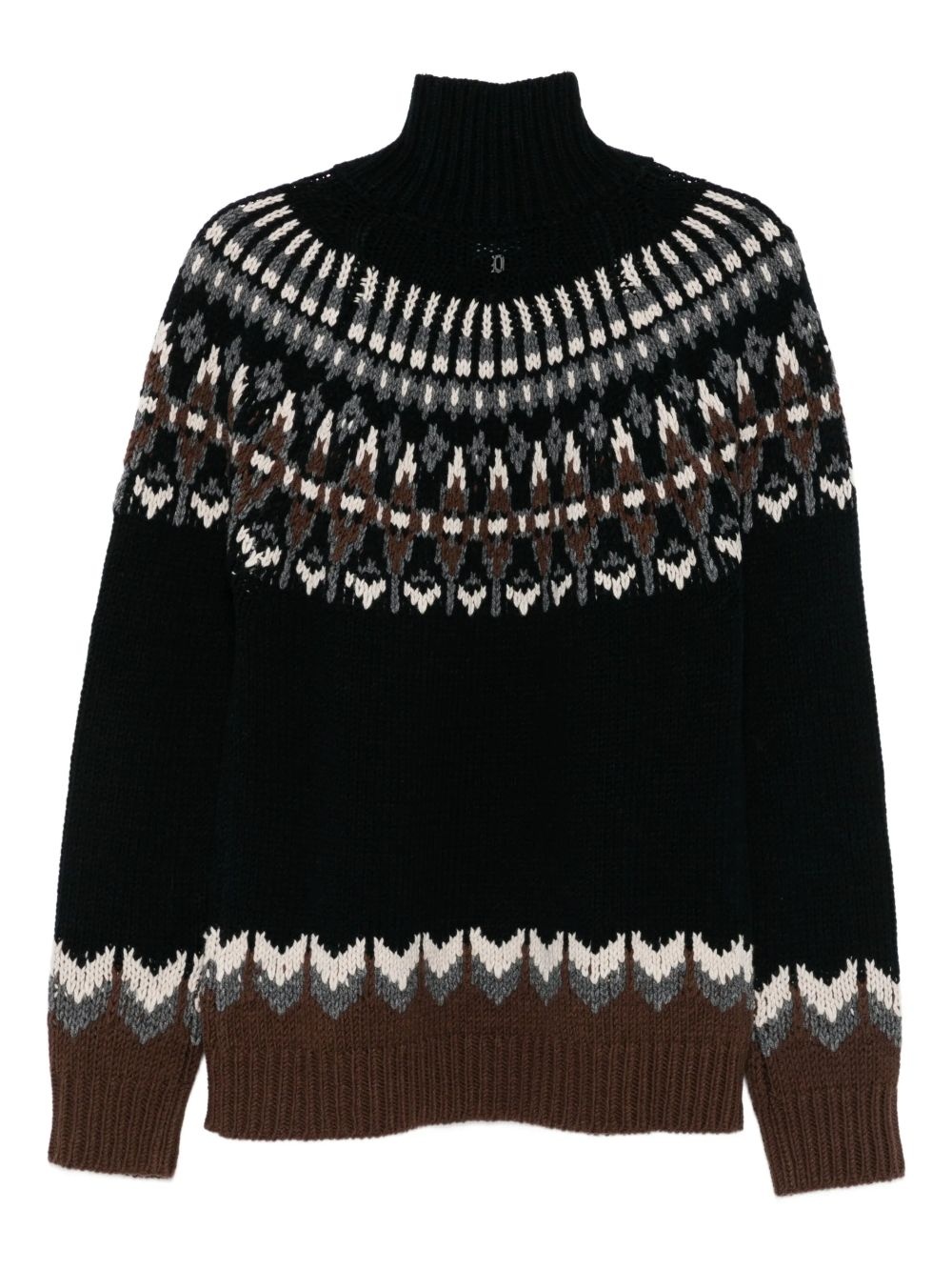 Dondup Fair-isle Turtleneck Sweater In Black