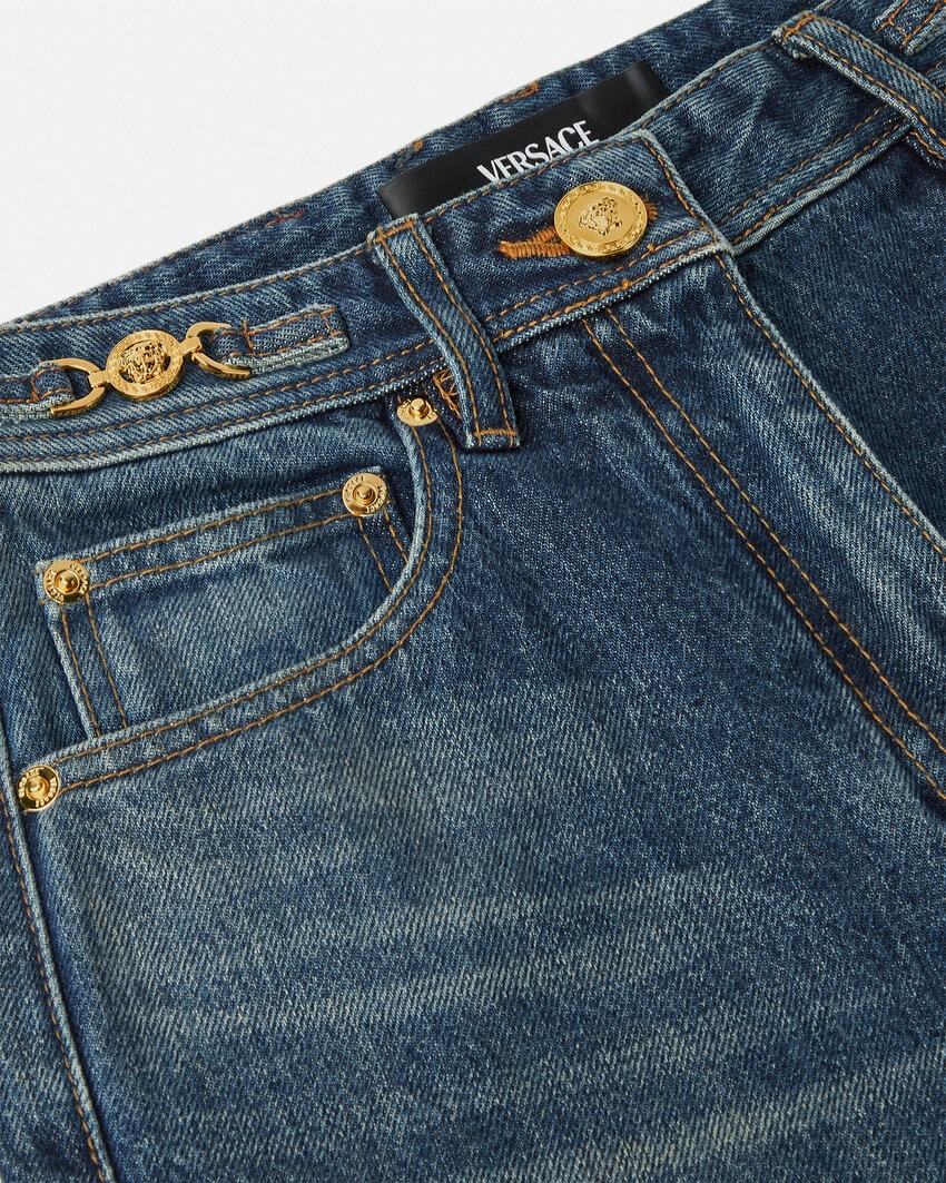 Versace Straight Leg Jeans In Blue