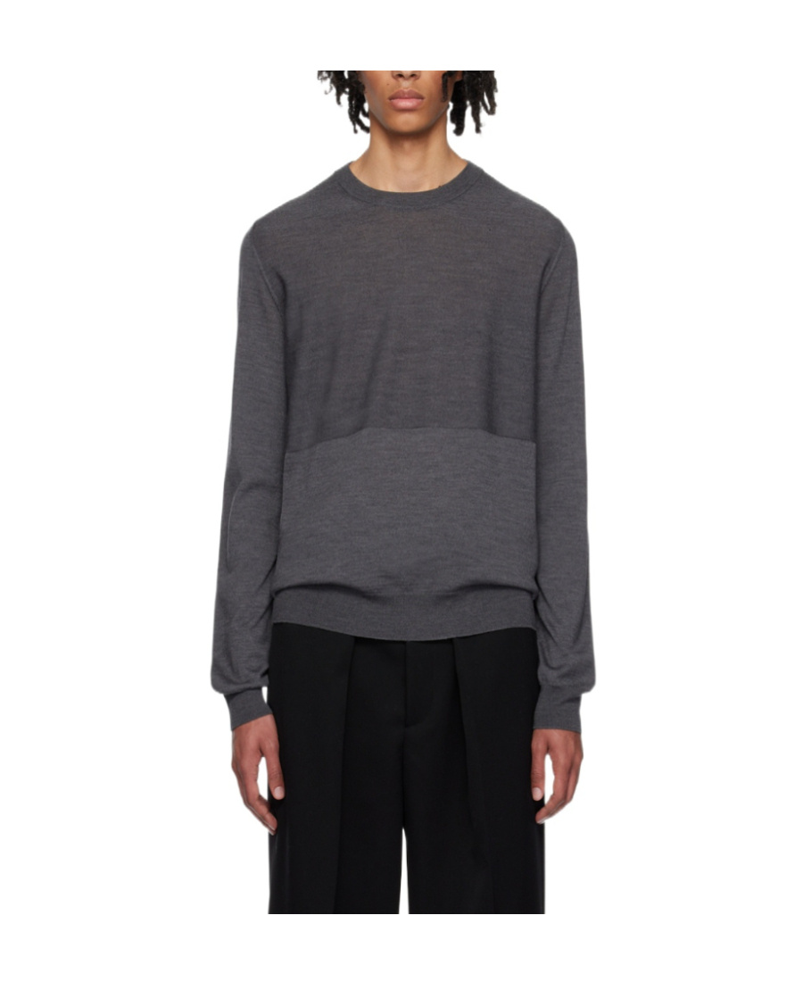 Jil Sander Rib Round Neck Sweater In Black