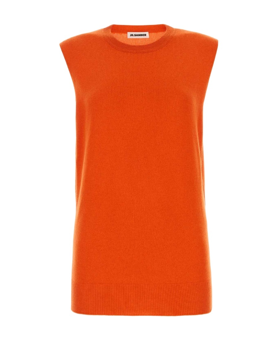 Jil Sander Orange Cashmere Vest In Orange