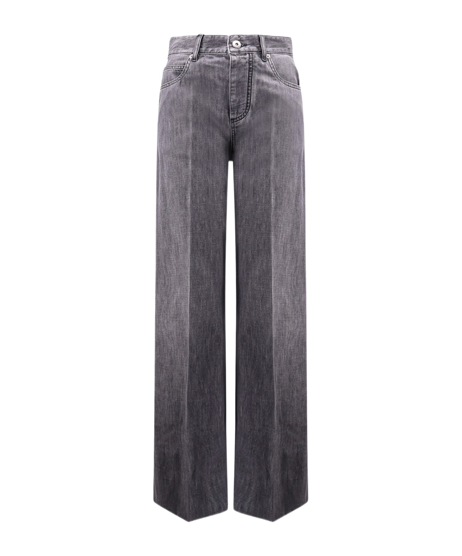 Bottega Veneta Women Black Washed Palazzo Denim Jeans In Gray