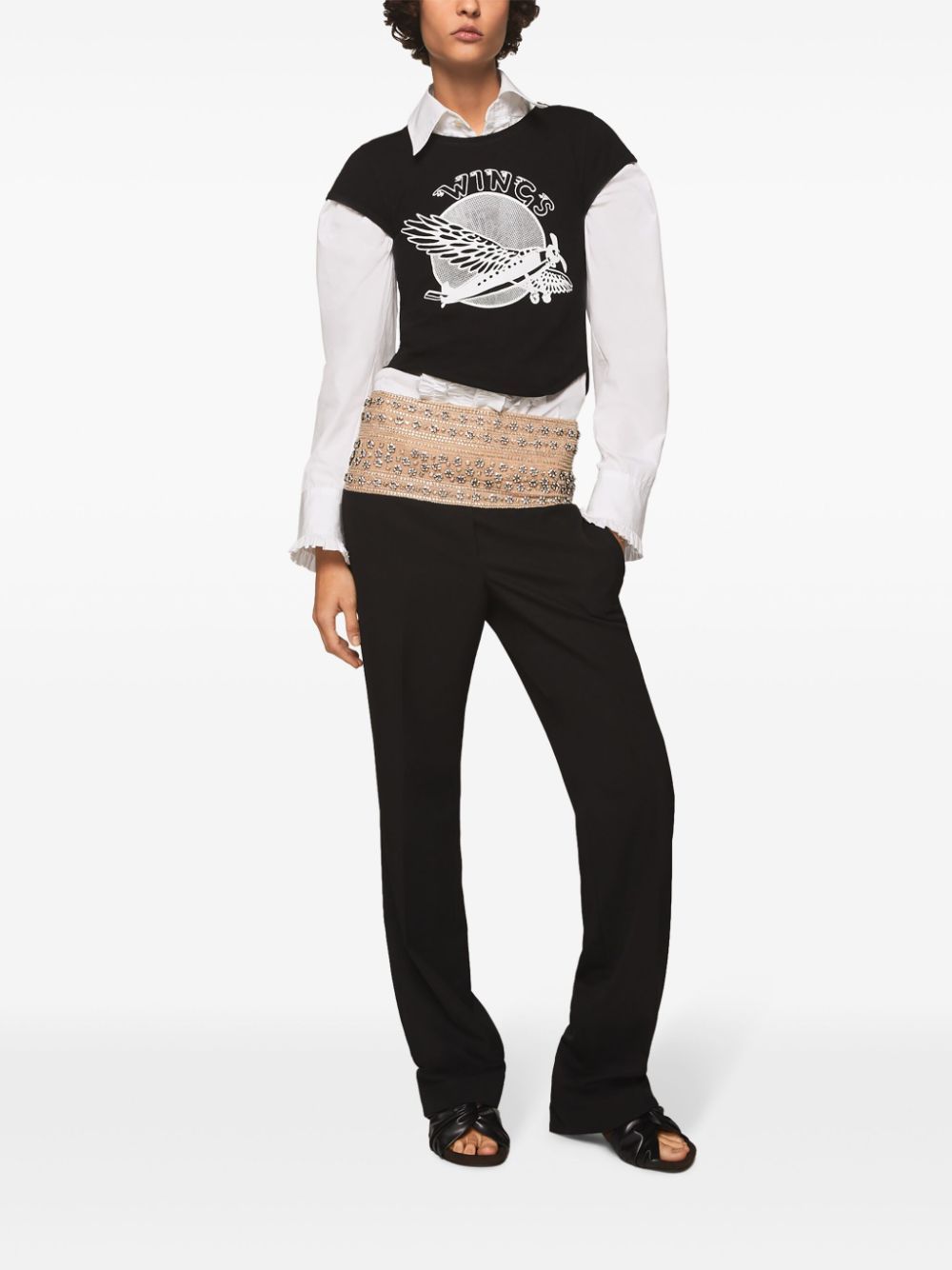 Stella Mccartney Crystal-embellished Wool Trousers In Black