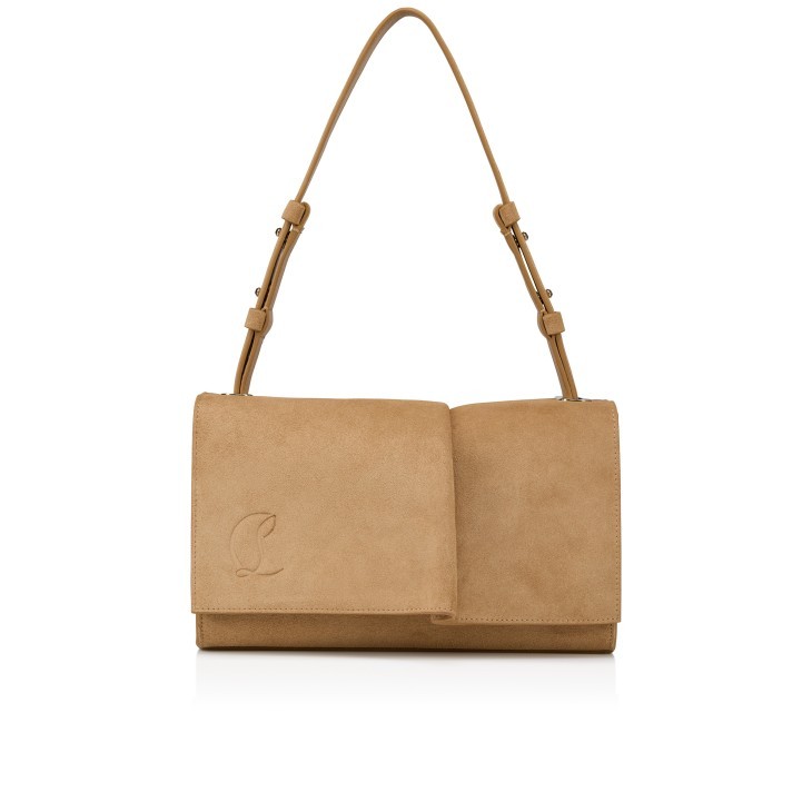 Christian Louboutin Baggy Foldover Top Small Shoulder Bag In Brown
