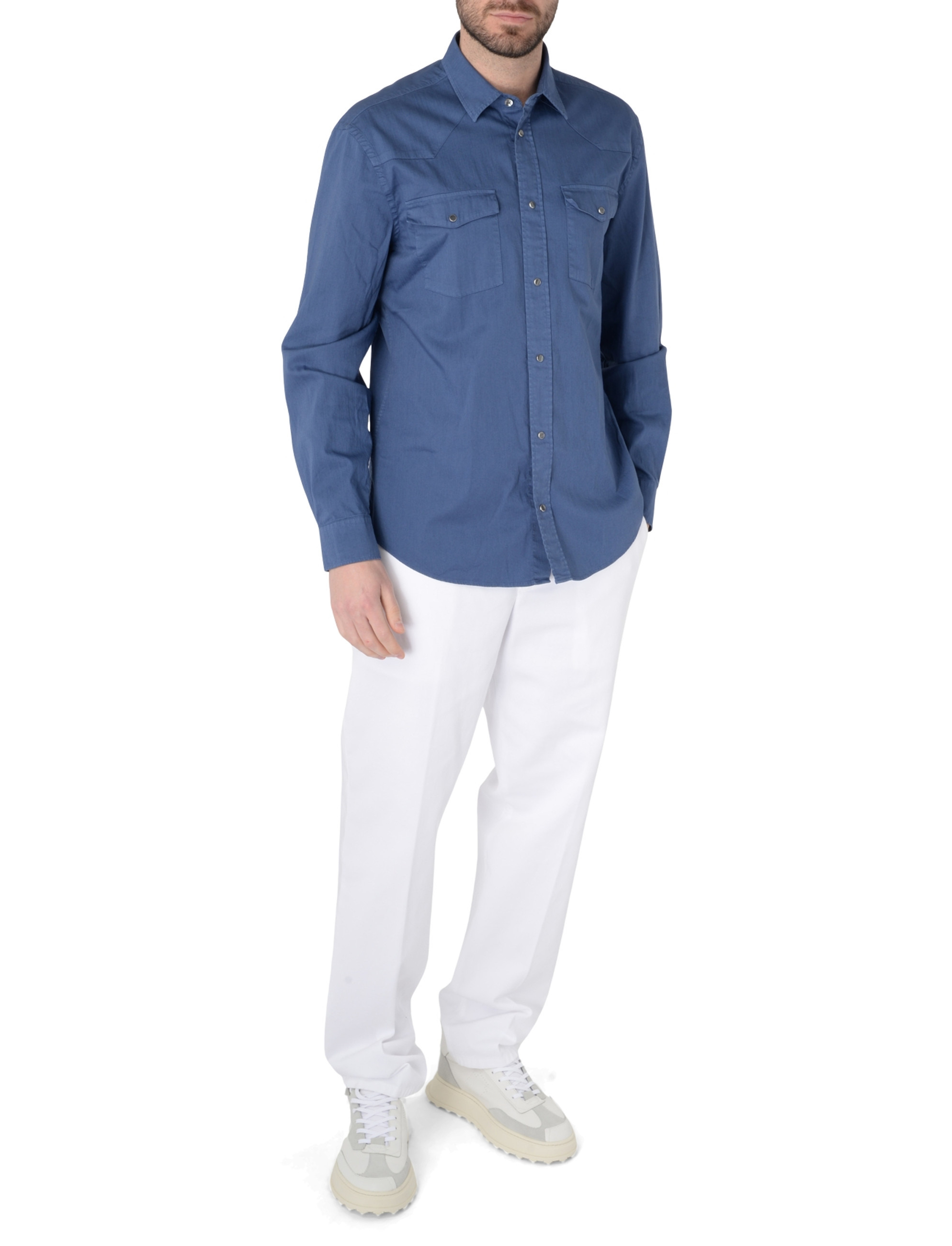 Dondup Button Front Shirt In Blue