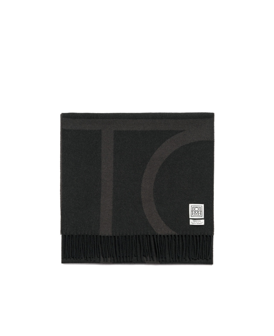 Totême Intarsia-knit Virgin-wool Scarf In Gray
