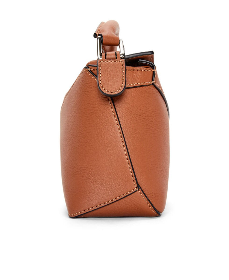 Loewe Puzzle Edge Mini Textured-leather Shoulder Bag In Brown