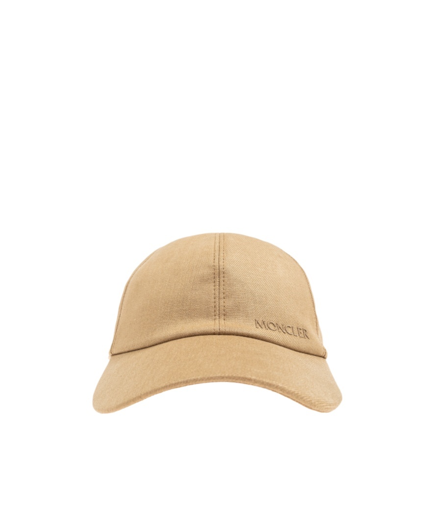 Moncler Linen-blend Cap In Nude