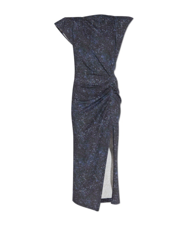 Isabel Marant Mid-length Dress With Midnight Blue Print In Black