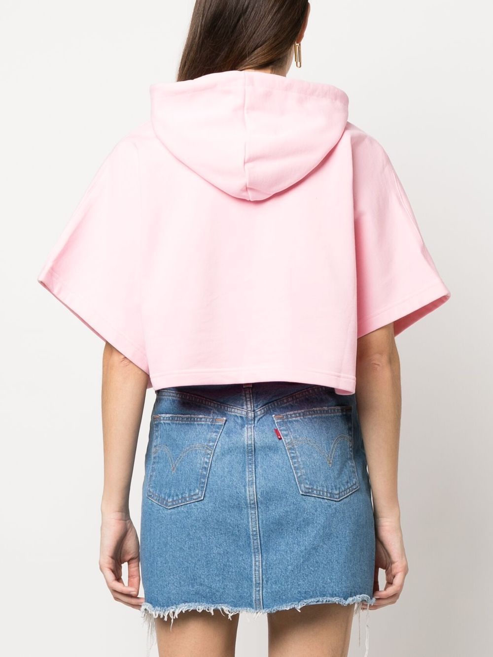 Chiara Ferragni Short-sleeve Cotton Hoodie In Pink