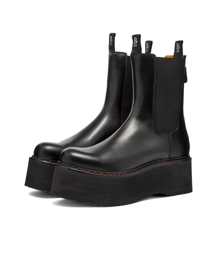 R13 Double Stack Platform Boots In Black