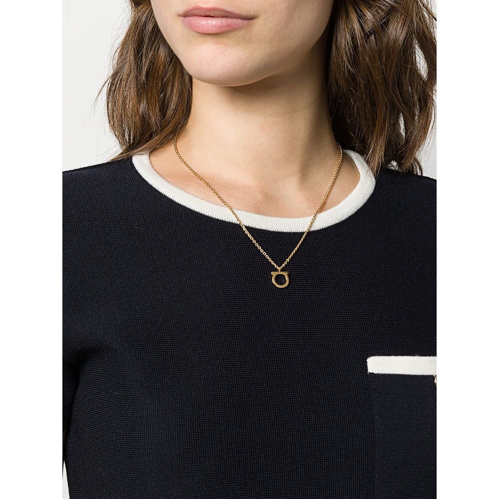 Ferragamo Necklace With Gancini Charm In Brass In Yellow