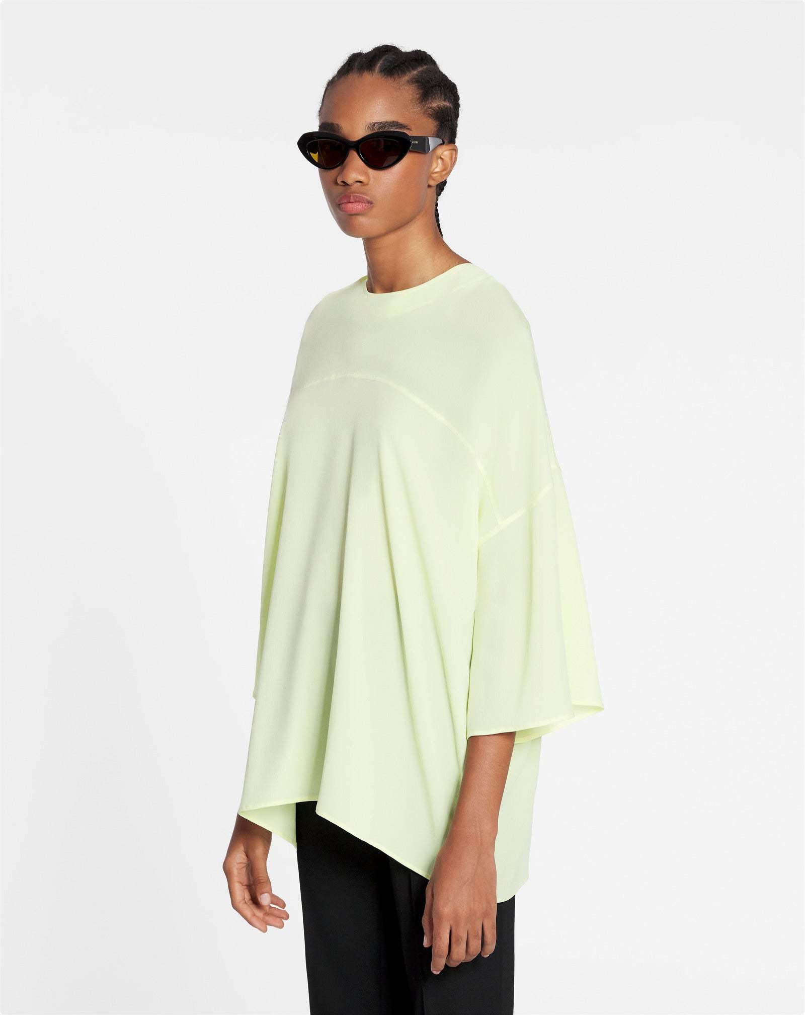 Lanvin Circular Collar Loose Fit Top In White