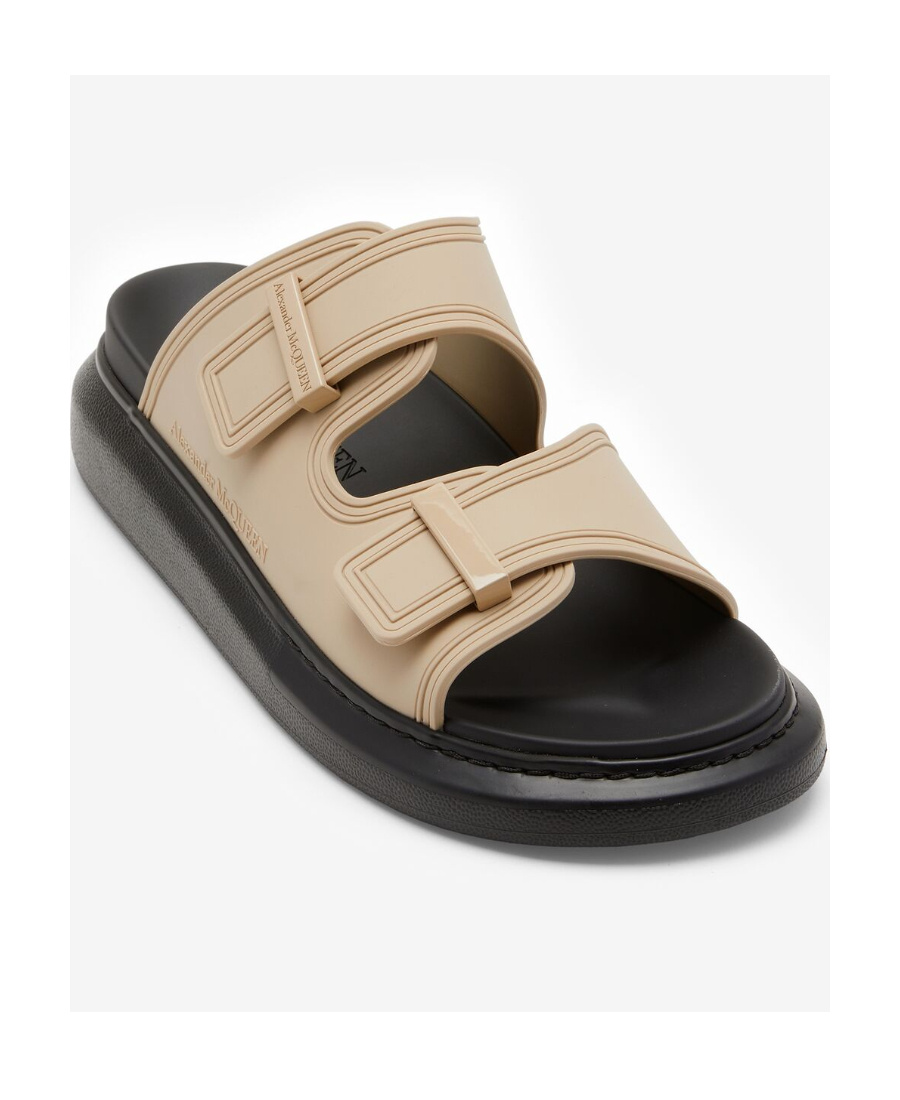 Alexander Mcqueen Hybrid Embossed-logo Slides In Nude