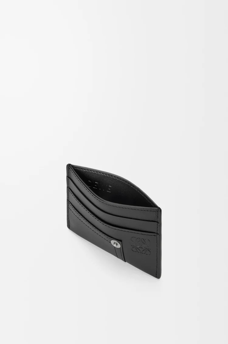 Loewe Panta Plain Cardholder In Shiny Calfskin In Black
