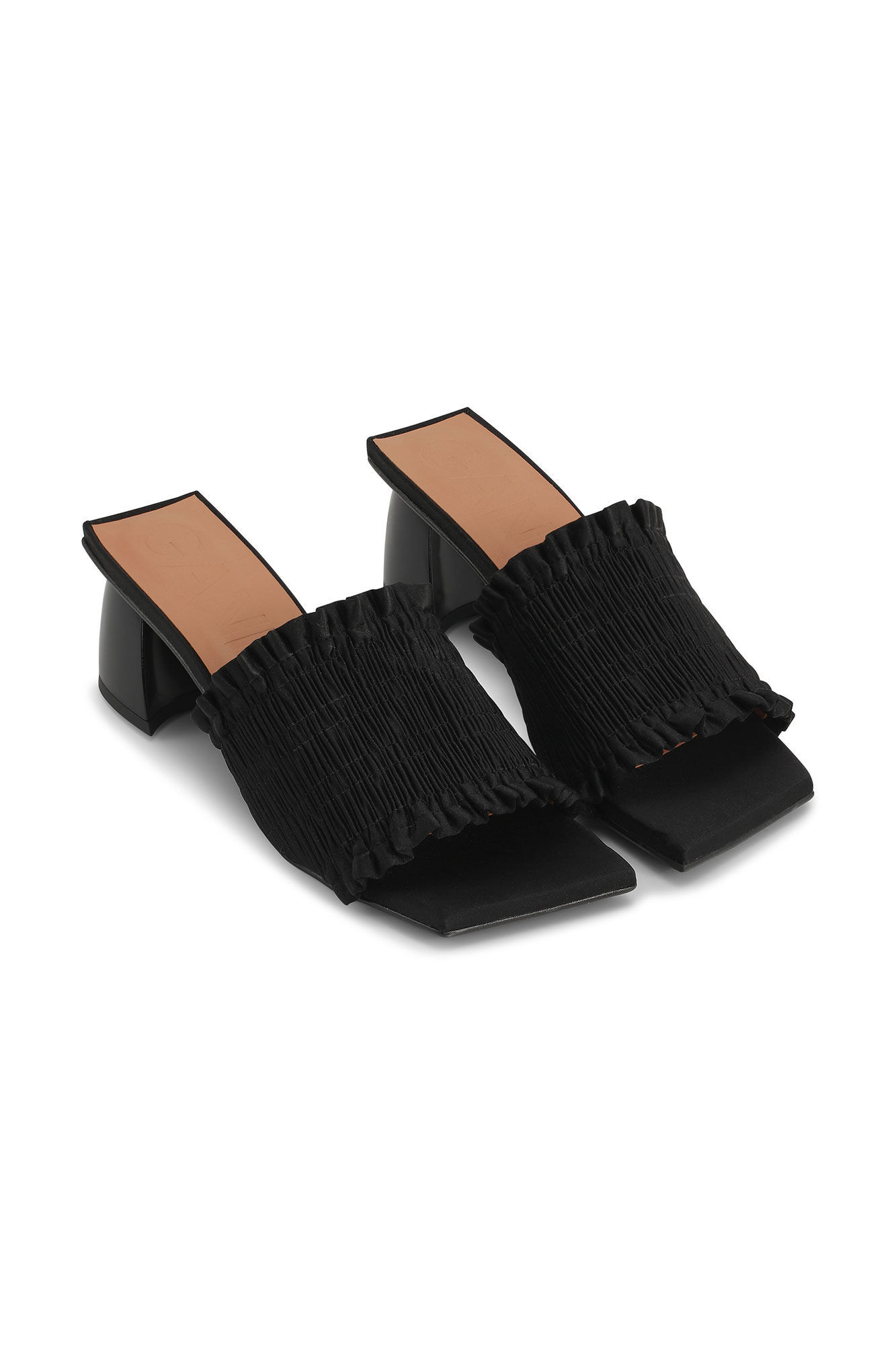 Ganni Smock 65mm Kitten-heel Mules In Black