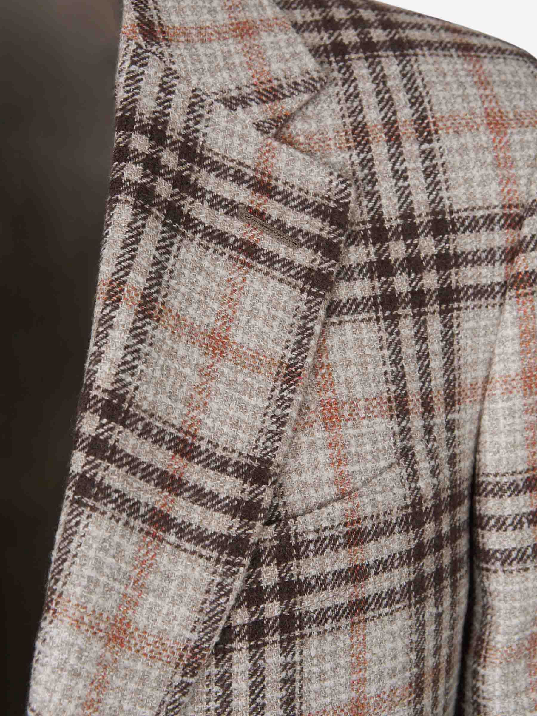 Canali Checked Wool Blazer In Nude
