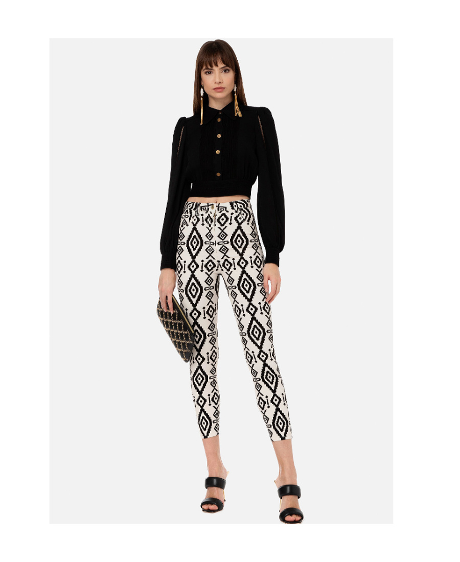 Elisabetta Franchi Long-sleeve Cotton Shirt In Black