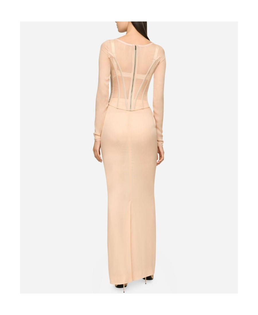 Dolce & Gabbana Kim Dolce&gabbana Georgette Top With Corset Detailing In Nude