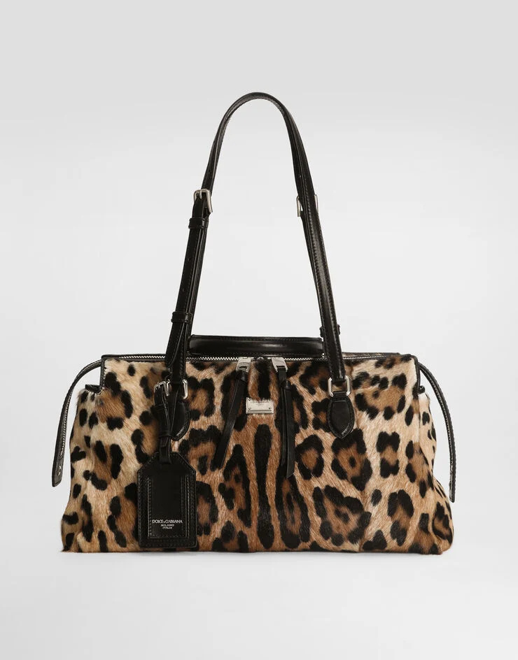 Dolce & Gabbana Leo-print Vittoria Bag In Brown