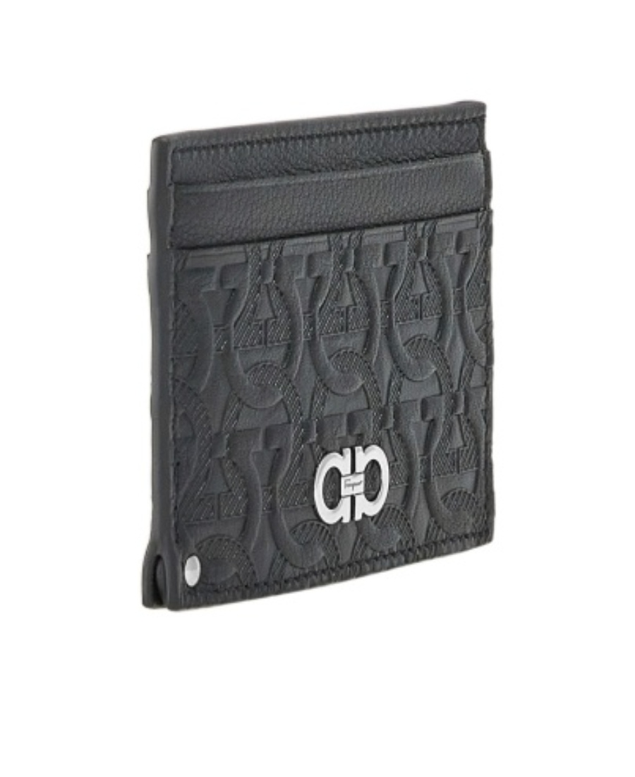 Ferragamo Logo-debossed Leather Cardholder In Black