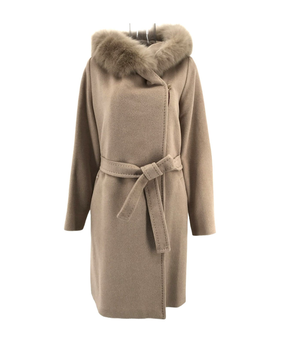 Max Mara Hooded Lace-up Coat In Nude