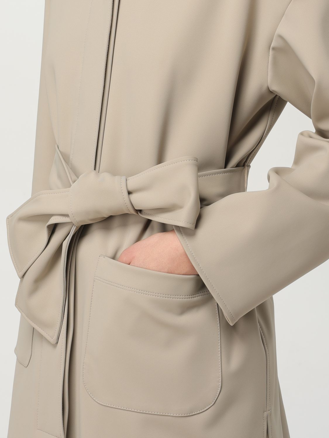 Max Mara Lapel Long Sleeve Coat In Nude